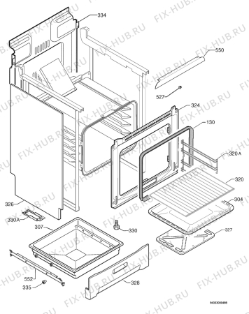 Взрыв-схема плиты (духовки) Electrolux EKG60111 - Схема узла Housing 001